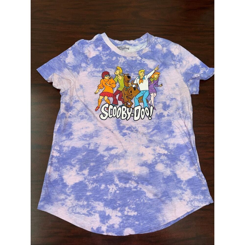 Scooby-Doo Purple Tie Dye Graphic Short Sleeve T-Shirt Size Junior Large
